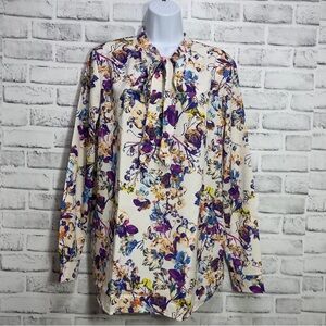 Peperuna Tie at Neck Floral Blouse Small